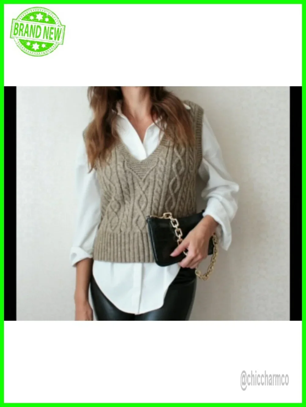 Women's V-Neck Cable Knit Vest Pullover Sleeveless Sweater Tank Top